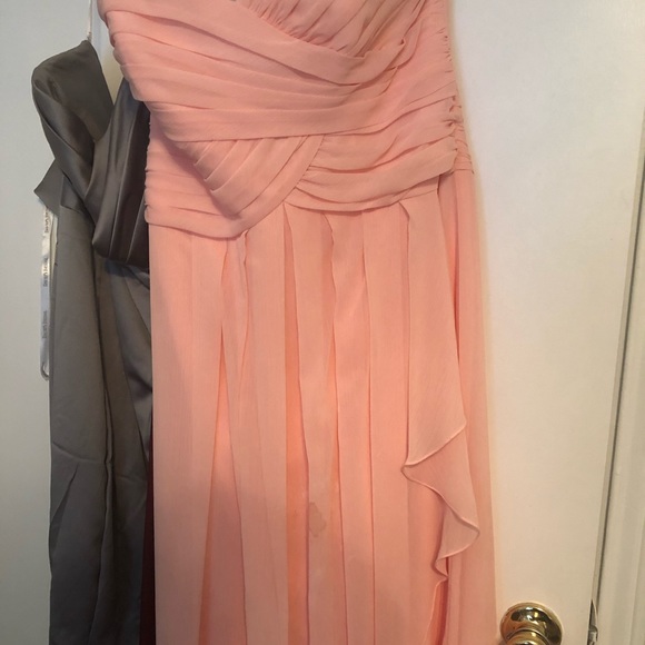 Strapless Crinkle Chiffon Dress with Cascade Skirt - Picture 5 of 5